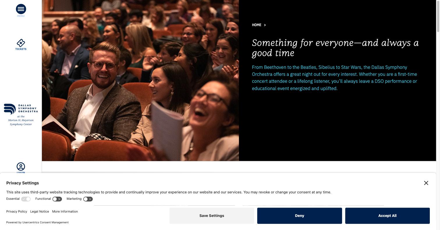 Dallas Symphony Orchestra - Concerts & Events Page - live site screenshot