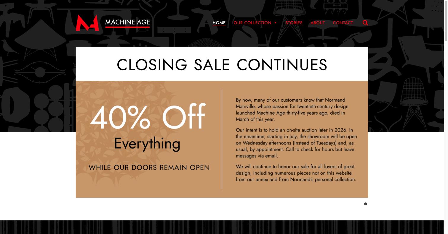 Machine Age - Homepage - live site screenshot