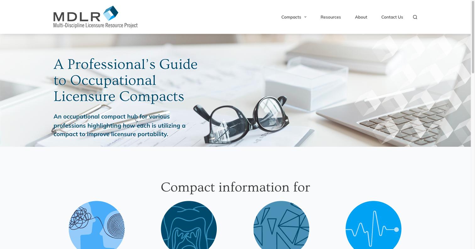 Multi-Discipline Licensure Resource Project - Homepage - live site screenshot
