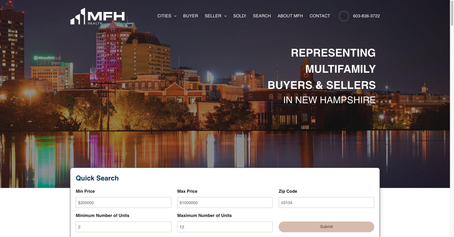 MFH Commercial Realty - Homepage - live site screenshot